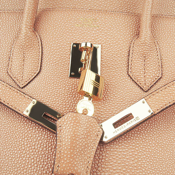 High Quality Fake Hermes Birkin 35CM Pearl Veins Leather Bag Orange 6089 - Click Image to Close